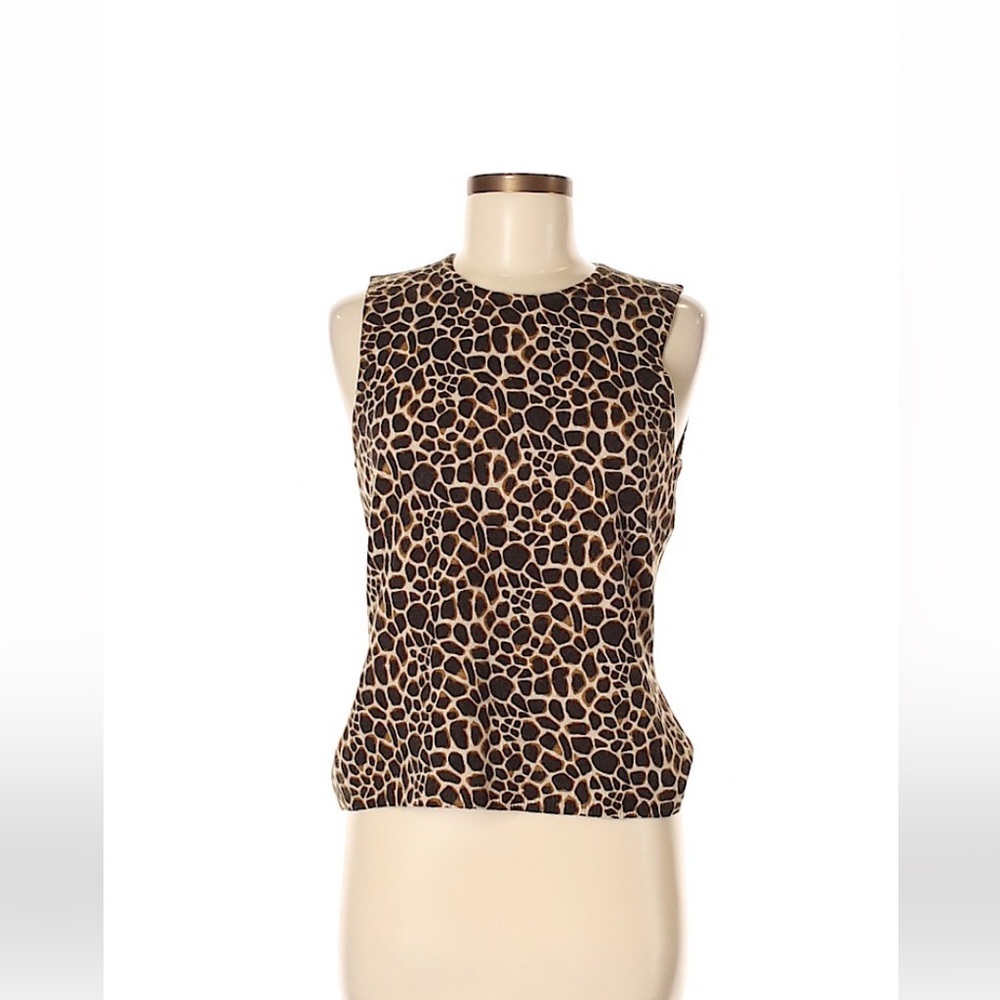 Ann Taylor Merino Wool Leopard Print Sweater Tank Size M